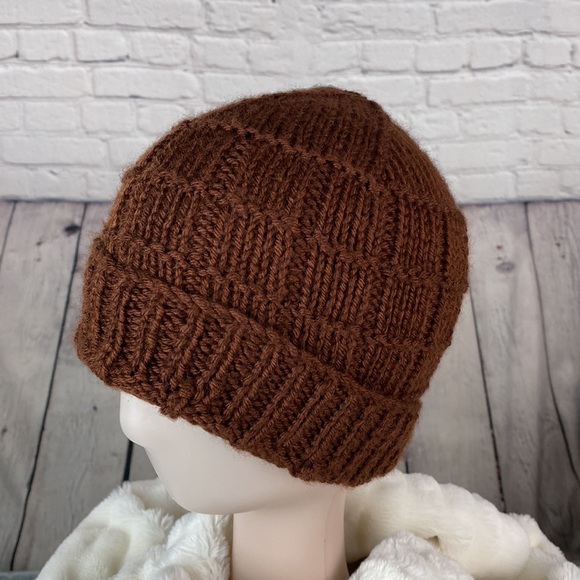 Homemade Brown Crocheted Knit Yarn Hat - Picture 3 of 10